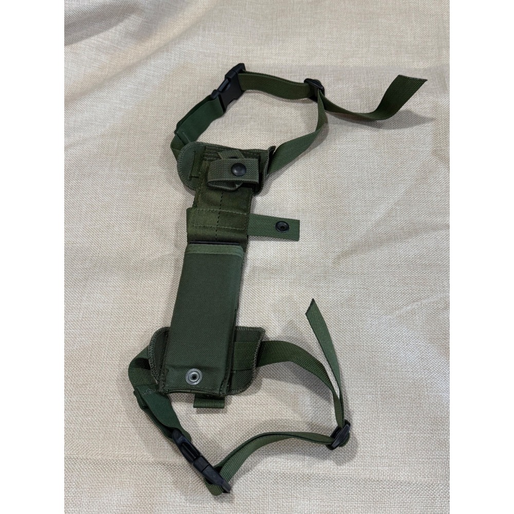 Military Issue ASEK Knife Sheath w/ Leg Straps & Accessory Pocket - OD Green
